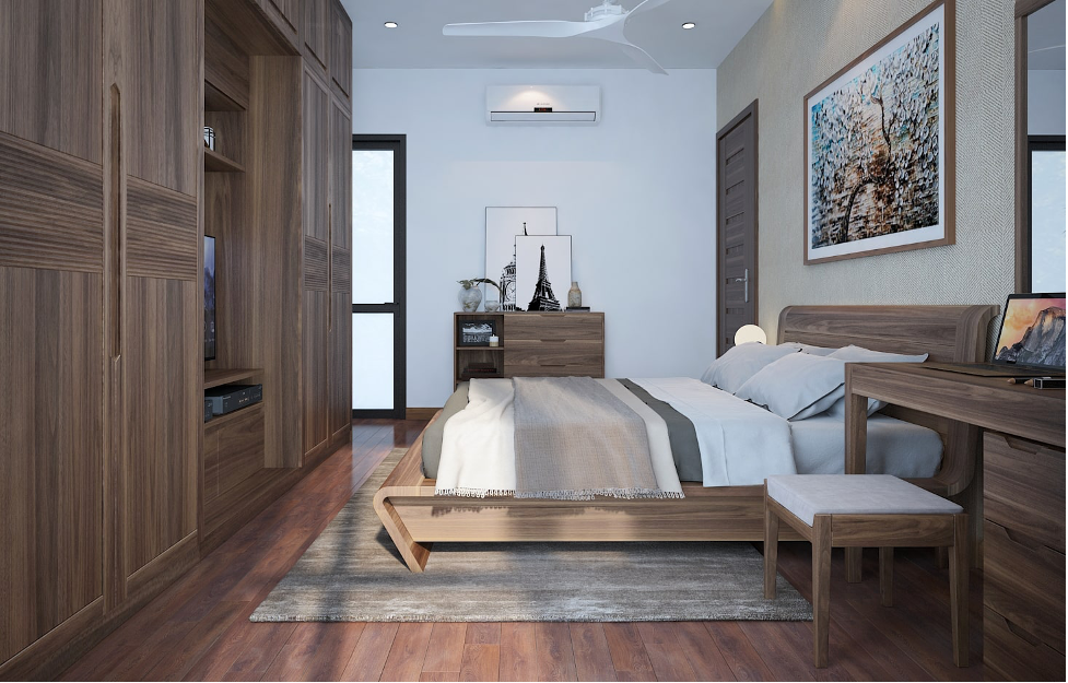 Thiết kế phòng ngủ full nội thất bằng gỗ