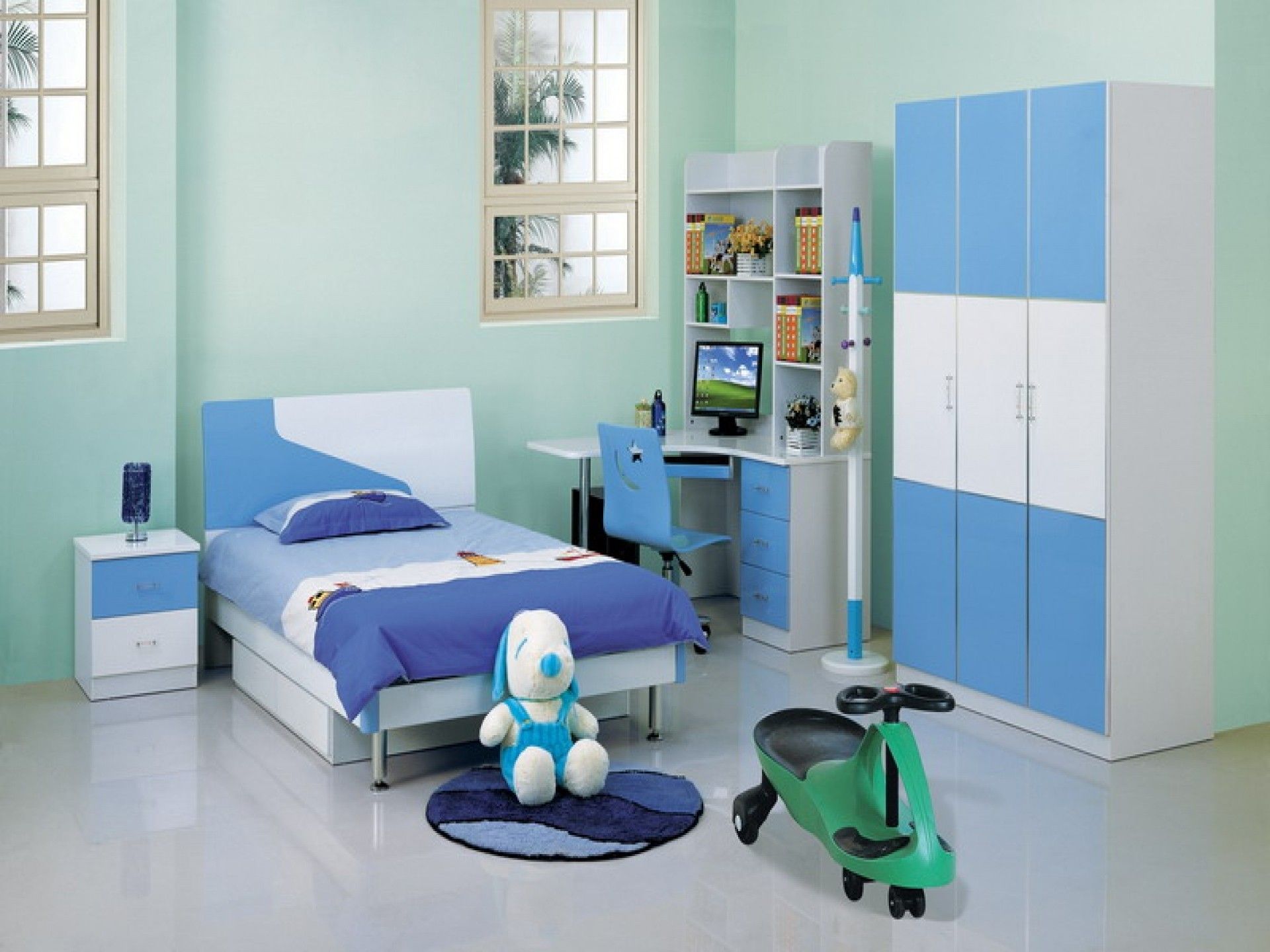 Mẫu phòng ngủ đẹp dành cho bé trai với gam màu xanh