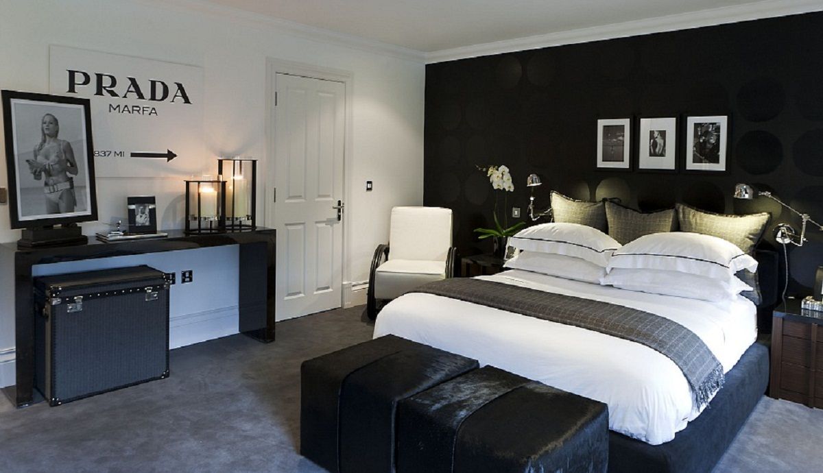 Phòng ngủ đẹp cho nam đen và trắng đơn giản