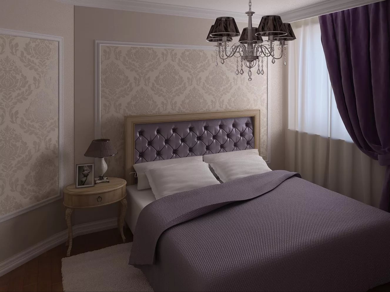 Thiết kế phòng ngủ với tông màu tím lạnh