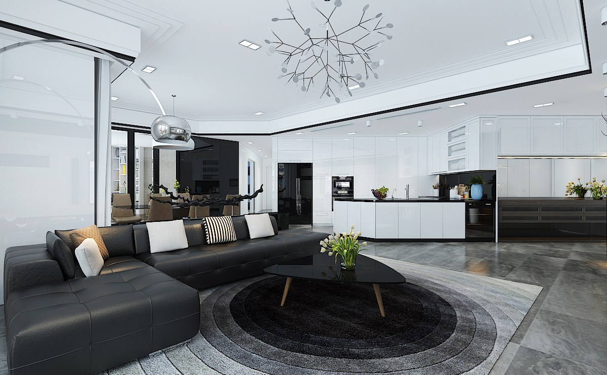 Thiết kế phá cách với 2 tông màu trắng đen đối lập tạo điểm nhấn ấn tượng cho ngôi nhà