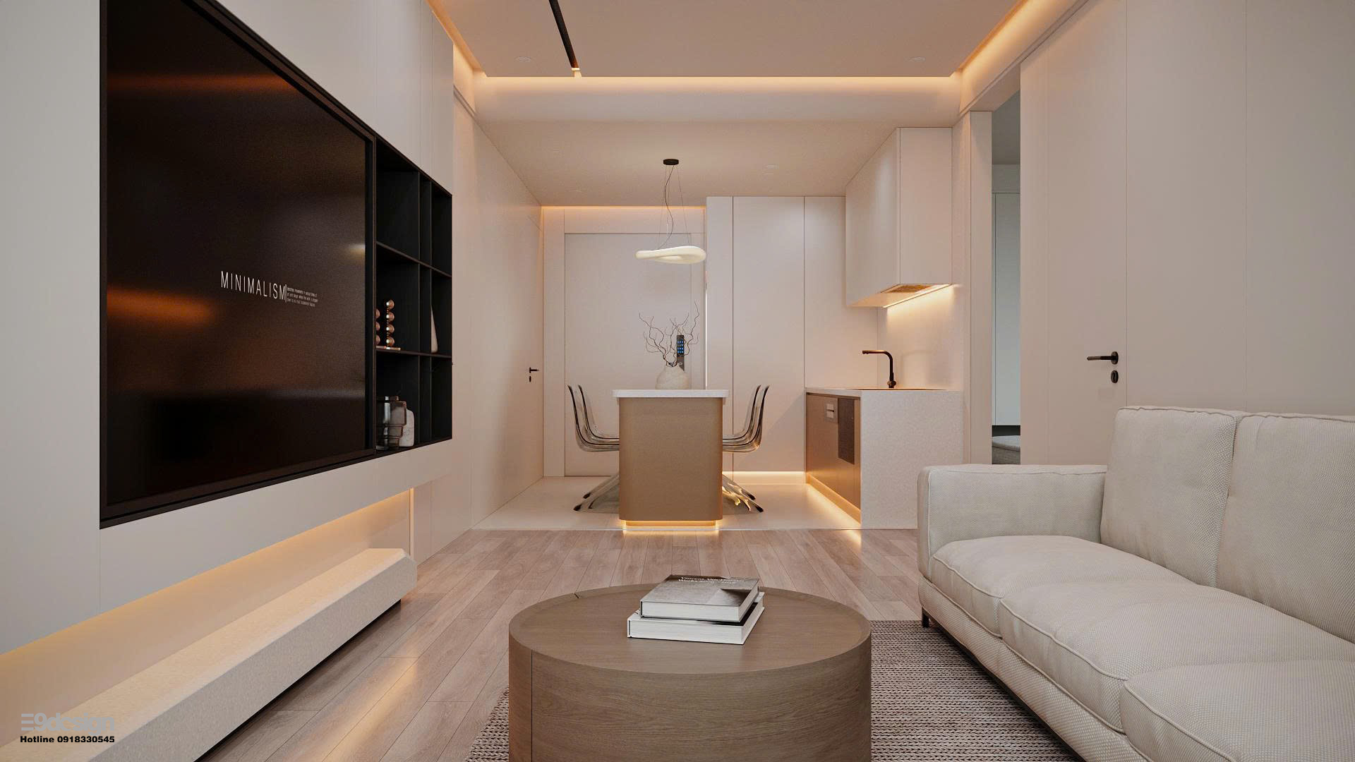 Giải phóng không gian tối giản 61m2, sống tối giản, tận dụng tối đa
